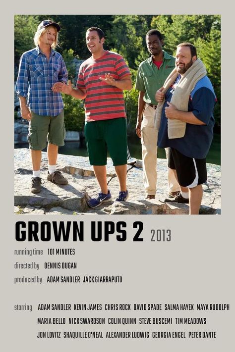 Adam Sandler Poster, Grown Ups 1, Adam Sandler Movies, Grown Ups 2, Up The Movie, Comfort Movies, Iconic Movie Posters, Polaroid Poster, I Love Cinema