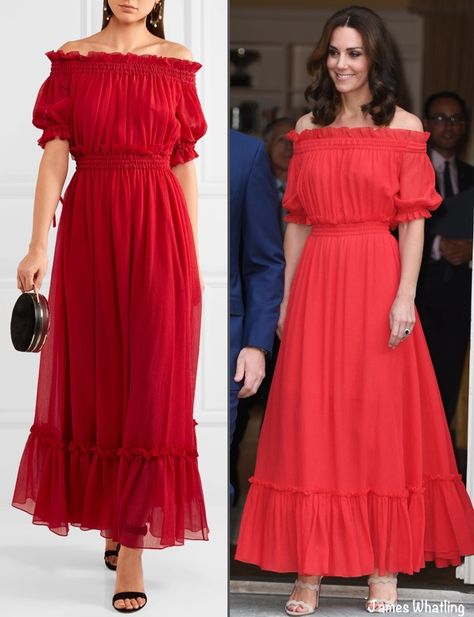 Net-a-Porter / James Whatling Off Shoulder Maxi Dress, Red Maxi Dress, Dresses In Dubai, Kate Middleton Dress, Stylish Short Dresses, Red Dress Maxi, Trendy Fashion Tops, Designer Dresses Indian, Stylish Dress Designs