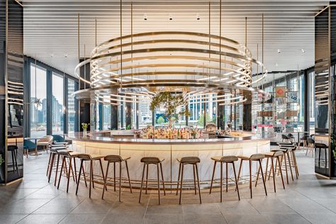 Curved Bar Design, Rooftop Venue, Glass Pavilion, Bar Image, Glass Structure, Curved Bar, Food Stall, Pool Bar, Interior Concept