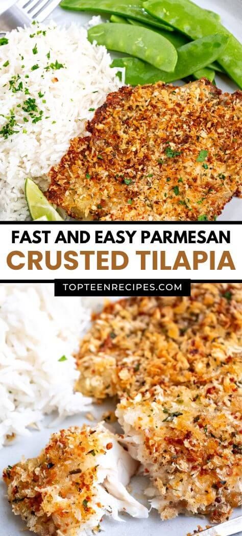 Fast and Easy Parmesan Crusted Tilapia - Top Recipes Panko Parmesan Tilapia, Tilapia Baked Recipes, Tilapia Breaded Recipes, Mediterranean Fish Recipes Tilapia, Parm Crusted Tilapia, Tilapia Recipes Parmesan Crusted, Tilapia Parmesan Crusted, Parmesan Crusted Tilapia Pan Fried, Parmesan Crusted White Fish