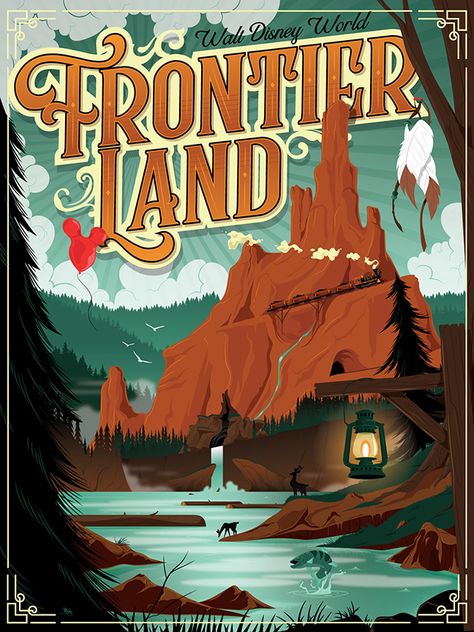 Disney Frontierland, Disneyland Poster, Mythical Places, Disneyland Scrapbook, Disneyland Art, Disney Backgrounds, Vintage Disney Posters, Adventure Parks, Western Nursery