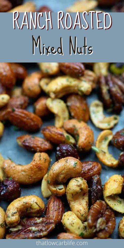 Nut Mix Recipe, Keto Easy Recipes, Roasted Nuts Recipe, Spiced Nuts Recipe, Seasoned Nuts, Low Carb Life, Flavored Nuts, Homemade Ranch Seasoning, Keto Easy