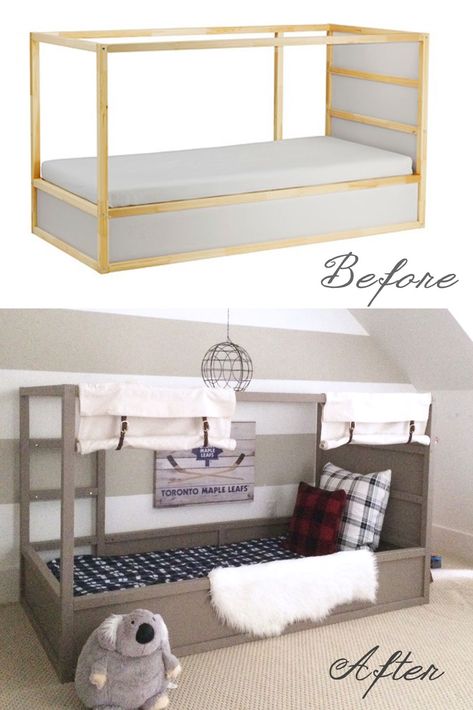 IKEA KURA Bunk Bed HACK Bunk Bed Makeover, Ikea Kura Bed Hack, Boys Bed Canopy, Ikea Toddler Bed, Kura Bed Hack, Ikea Bed Hack, Ikea Kura Bed, Murphy Bed Ikea, Kura Bed