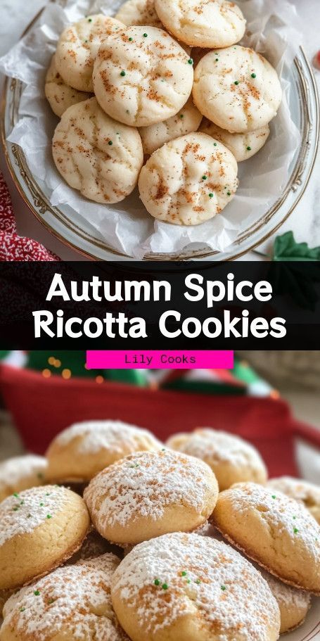 Italian Ricotta Cookies with Autumn Spice - Perfect Fall Treat Indulge in these classic Italian Ricotta Cookies with a seasonal twist of autumn spices. Perfectly soft and flavorful, these cookies are a delightful companion for your cozy fall moments with tea or coffee. Enjoy the warm, aromatic flavors of cinnamon, nutmeg, and cloves in every bite! Pumpkin Ricotta Cookies, Italian Thanksgiving, Italian Ricotta Cookies, Autumn Spices, Ricotta Cookies, Thanksgiving Cookies, Baking Recipes Cookies, Fall Cookies, Spice Cookies