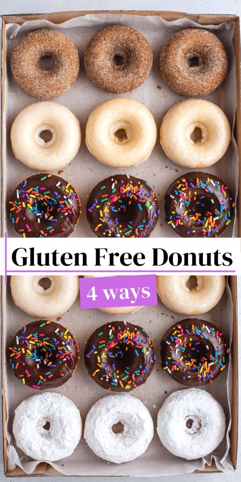 Dairy Free Donuts, Gluten Free Donut Recipe, Gluten Free Doughnuts, 40 Aprons, Gluten Free Sourdough, Gluten Free Donuts, Vanilla Icing, Gluten Free Bakery, Homemade Gluten Free