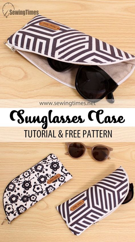 Diy Sunglasses Case, Round Zipper Pouch, Crochet Glasses Case, Crochet Glasses, Diy Sunglasses, Glasses Pouch, Sewing Machine Projects, Zipper Pouch Tutorial, Cute Sewing Projects