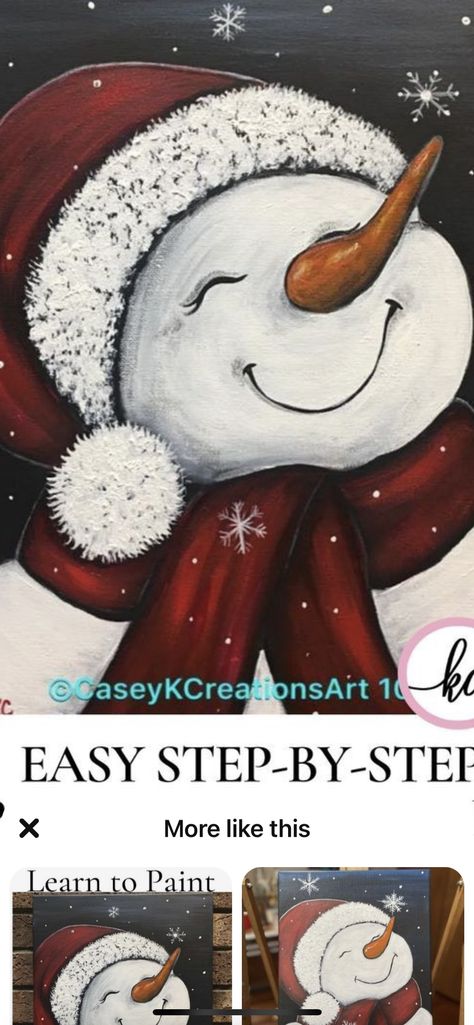 Snow Man Painting, Snowmen Paintings, Guided Painting, Christmas Boards, Christmas Paintings On Canvas, Painting Snow, Snowman Painting, Watercolor Christmas Cards, Watercolor Christmas