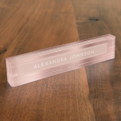 Rose Gold Foil | Blush Pink Foil Modern Desk Name Plate | Zazzle.com Rose Gold Office Decor, Alexandra Johnson, Pink Office Decor, Rose Gold Office, Gold Office Decor, Glam Office, Metal Business Cards, Work Office Decor, Pink Office