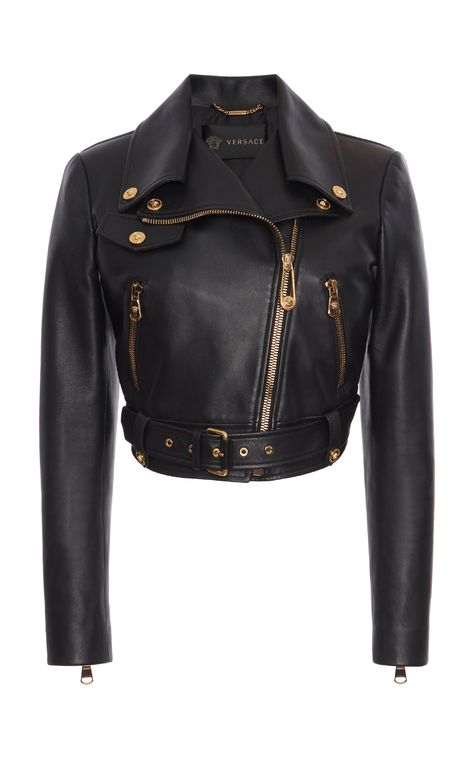 Versace Leather Jacket, Versace Jacket, Versace Fashion, Cropped Leather Jacket, Leather Jacket Outfits, Versace Collection, Chic Leather, Leather Biker Jacket, Short Jacket