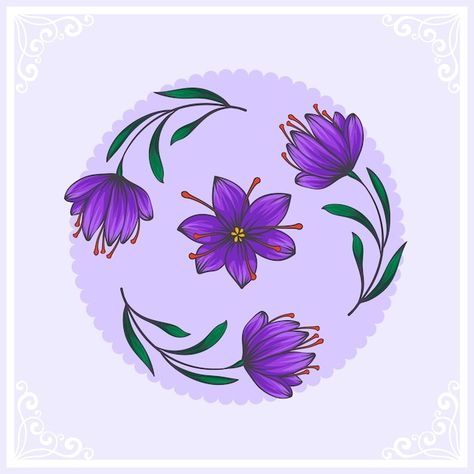 Saffron Flower Illustration, Saffron Illustration, Biro Drawing, Saffron Flower, Wallpaper Lyrics, Flower Branding, Nature Iphone Wallpaper, Illustrator Design Tutorial, Painting Colors