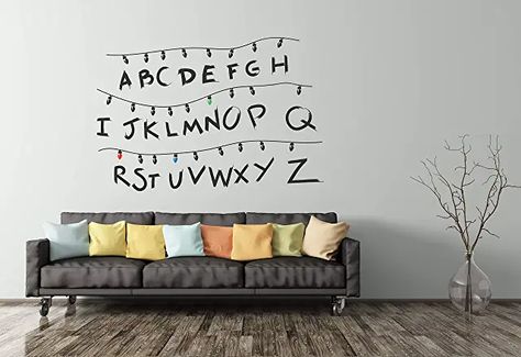 Amazon.co.uk: Bedroom Decor Artwork Stranger Things Alphabet Lights Run Wall Sticker Modern Kitchen Artwork, Bedroom Decor Artwork, Stranger Things Christmas Lights, Stranger Things Alphabet, Alphabet Lighting, Wall Sticker Art, Kitchen Artwork, Metal Artwork Wall, Record Wall