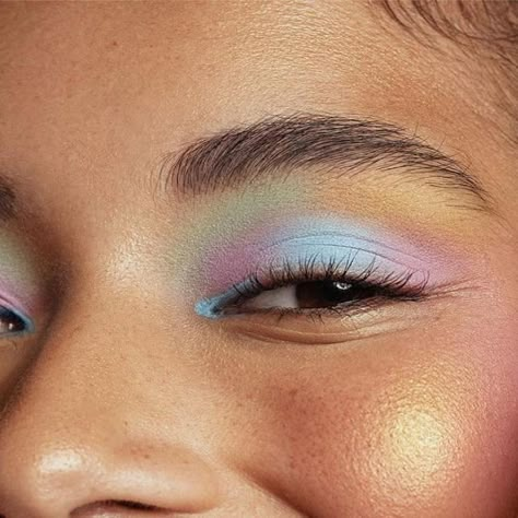 Check more at https://beautyfashionideas.com/makeup/8129/ Pastel Eyeshadow Look, Cute Colorful Makeup Looks, Pixie Makeup Looks, Colorful Glam Makeup, Simple Colorful Eye Makeup, Pastel Eyeshadow Looks, Bold Eye Makeup Looks, Pastel Eyeliner, Pastel Makeup Looks