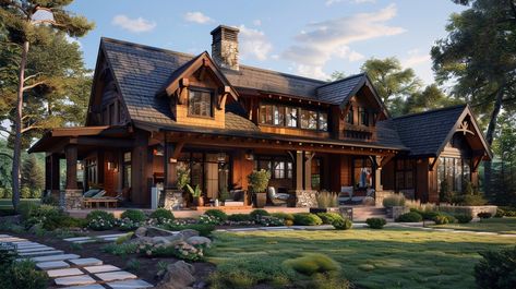 Craftsman Style House Craftsmen Exteriors, Craftmans Home, Mountain Craftsman Style Homes, American Craftsman House, Rustic Craftsman Home, Craftsman House Exterior, Craftsman Home Exterior, Rustic Craftsman, Mountain Craftsman