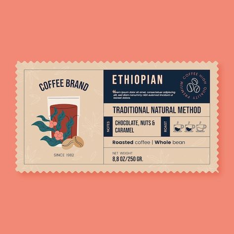 Coffee Packaging Illustration, Coffee Label Packaging, Coffee Packing Design, Design Kemasan, Bourbon Coffee, Menu Coffee, Ethiopian Coffee, Coffee Label, Adobe Illustrator Graphic Design