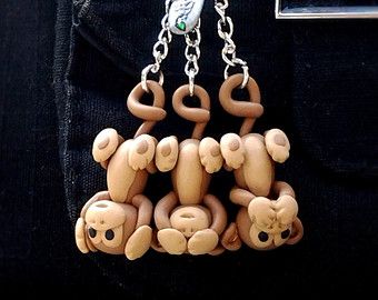 Monkey Monkey Clay Art, Polymer Clay Monkey, Clay Monkey, Crea Fimo, Monkey Crafts, Monkey Gifts, Clay Keychain, Diy Birthday Gifts For Friends, Clay Crafts Air Dry