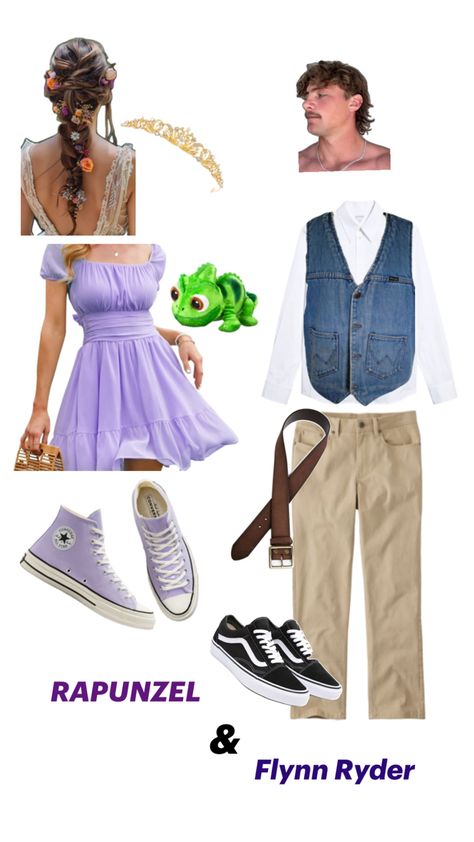 Halloween costume ideas Rapunzel And Flynn Ryder Halloween, Couple Halloween Costumes Rapunzel And Flynn, Rapunzel Costume Ideas For Women, Cute Halloween Costumes Modest, Rupanzel Halloween Costume, Diy Flynn Rider Costume, Rapanzul Halloween Costume, Flynn Ryder And Rapunzel Costume, Brunette Rapunzel Costume