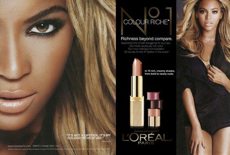 BEYONCÉ | L'ORÉAL PARIS COSMETICS ADVERTISEMENT CAMPAIGN Loreal Ads, Lipstick Advertisement, Loreal Lipstick, Cosmetics Advertising, Beauty Advertising, Beauty Ad, Beauty Companies, Ad Campaigns, Cosmetics Brands