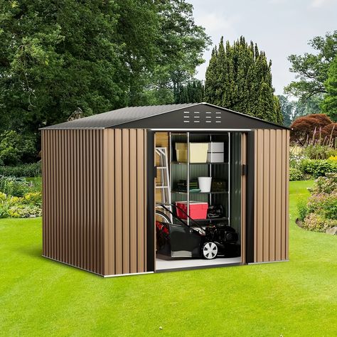 Faster shipping. Better service Backyard Garden Patio, Wooden Garden Storage, Steel Storage Sheds, Practical Garden, Sloping Roof, Outdoor Storage Shed, Wood Storage Sheds, Metal Storage Sheds, Shed Colours