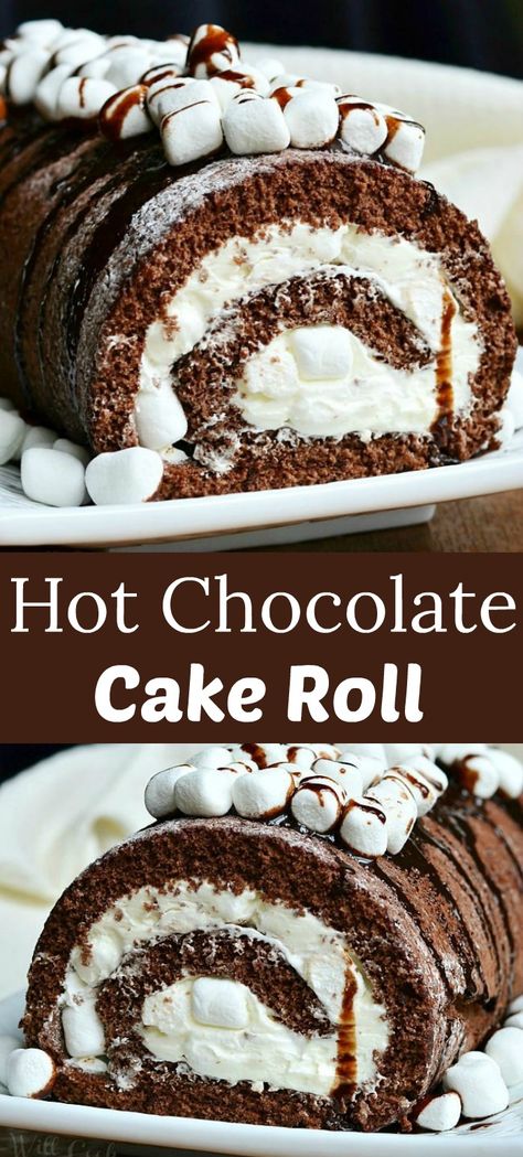 Light And Fluffy Frosting, Soft Chocolate Cake, Chocolate Cake Roll, Hot Chocolate Cake, Frosting Chocolate, Chocolate Roll Cake, Fluffy Frosting, Cake Roll Recipes, Marshmallow Frosting