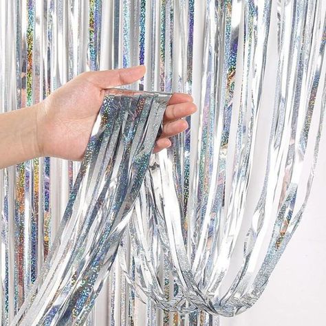 Amazon.com : Colorful Foil Fringe Curtain Backdrop,4 Pack 3.3x6.6 ft Rainbow Foil Tinsel Curtains for Birthday Wedding Party Photo Backdrop : Electronics Silver Foil Fringe Backdrop, Silver Streamers, Photo Backdrop Birthday, Backdrops Kids, Streamer Backdrop, Curtain Backdrops, Curtain Fringe, Tassel Curtains, Wedding Party Photos