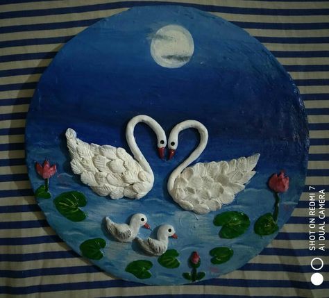 Clay Art On Cardboard, Terakota Art, 3d Clay Painting, Polymer Clay Painting, Mural Art Design, Clay Fairy House, Clay Crafts For Kids, Clay Fairies, Clay Wall Art