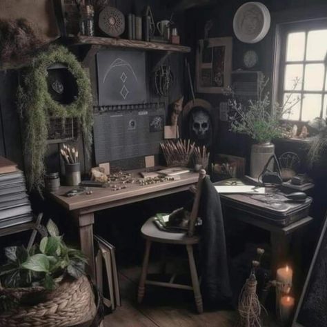 Goth Academia Decor, Goth Dark Academia Room, Gothic Dark Academia Room, Gothic Academia Bedroom, Goth Boho Decor Bedroom, Vintage Goth Bedroom, Dark Academia Craft Room, Dark Boho Home Decor, Dark Academia Room Inspiration