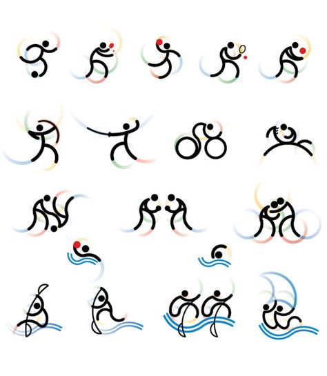 30 Amazing Pictogram Designs For Inspiration Olympic Pictogram Design, Olympic Pictogram, Olympic Design, Olympic Icons, Olympic Logo, Pictogram Design, 카드 디자인, Desenho Tattoo, Web Graphic Design