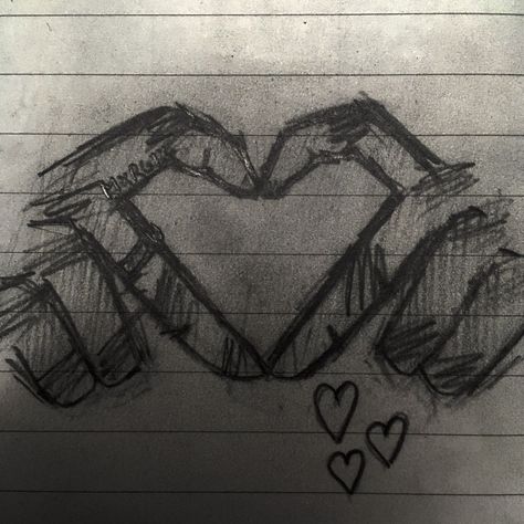 How To Draw Hands Heart, How To Draw A Finger Heart, Cute Doodles Easy Aesthetic Love, Cute Drawings To Give To Your Crush, Heart Drawing Aesthetic Cute, Drawings For Someone You Love, Draw Ideas For Boyfriend, Hand Heart Drawing Sketch, Heart With Fingers Drawing