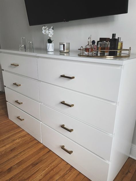 Bedroom Chest Of Drawers Styling Modern, Ikea Malm 4 Drawer Dresser Hack, Malm 4 Drawer Dresser Hack, Malm With Handles, Drawer Cabinet Bedroom, Malm 4 Drawer Dresser, Ikea Malm 6 Drawer Dresser Hack, Chest Of Drawers Organisation, Chest Of Drawer