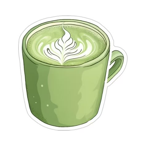 Matcha Latte Vinyl Sticker Cute and Adorable Drink Art for - Etsy Matcha Sticker Printable, Matcha Stickers Aesthetic, Cute Green Stickers, Matcha Cartoon, Matcha Drawing, Matcha Illustration, Matcha Sticker, Matcha Art, Good Stickers