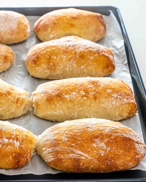 Ciabatta Sandwich Bread Recipe, Ciabatta Bread Rolls Recipe, Italian Ciabatta Bread, Bread Machine Ciabatta Rolls, The Best Homemade Sandwich Bread, Chewy Italian Bread Recipes, Ciabatta Roll Recipe, Chapata Bread Recipe, Homemade Bread Sandwich