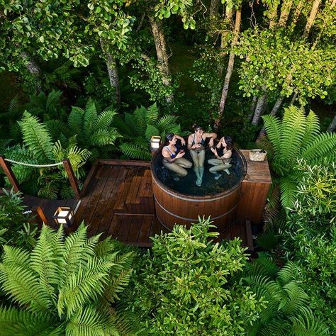 Rustic Hot Tubs, Cedar Hot Tub, Hot Tub Deck, Outdoor Tub, Hot Pools, Hot Tub Garden, Outdoor Spa, Rotorua, Hot Tub Outdoor