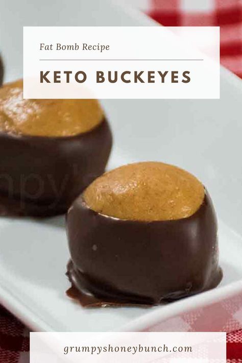 Keto Buckeyes - Fat Bomb Recipe - Grumpy's Honeybunch Keto Buckeyes, Metabolic Recipes, Peanut Butter Buckeyes, Buckeyes Recipe, Keto Peanut Butter, Keto Christmas, Keto Candy, Fat Bomb, Low Carb Recipe