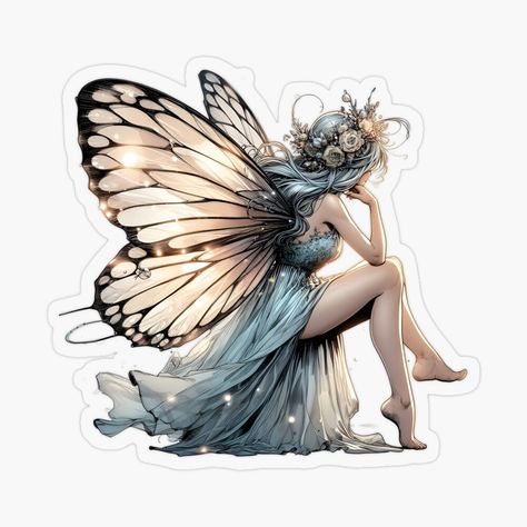 Get my art printed on awesome products. Support me at Redbubble #RBandME: https://www.redbubble.com/i/sticker/I-do-believe-in-fairies-by-InaraAvenue/162908416.O9UDB?asc=u I Do Believe In Fairies, Mystical Beings, Believe In Fairies, Magical Abilities, Fairy Stickers, Humanoid Creatures, Natural Landscapes, Plastic Stickers, Printable Stickers