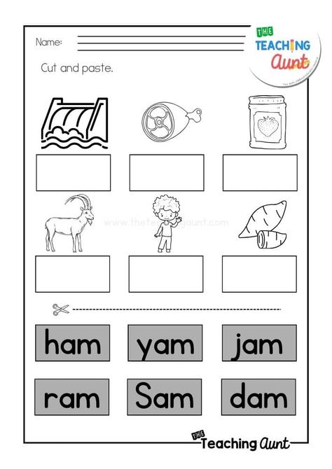 Am Words Worksheets, Am Word Family Worksheet, Am Family Words, Word Family Worksheets Free, Am Word Family, Writing Cvc Words Worksheets, Preschool Materials, Phonic Sounds, Word Family List