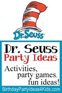 Dr Seuss Game, Relay Games For Kids, Dr Seuss Birthday Party Ideas, Toddler Party Games, Board Game Party, Dr Seuss Birthday Party, Dr. Seuss, Birthday Party Games For Kids, Party Ideas For Kids