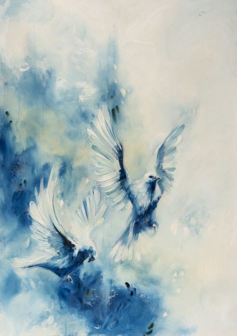 Acrylic Art, Dove Painting, 21 Grams, Prophetic Art, White Doves, Birds Painting, Unique Artwork, Bird Art, Original Oil Painting