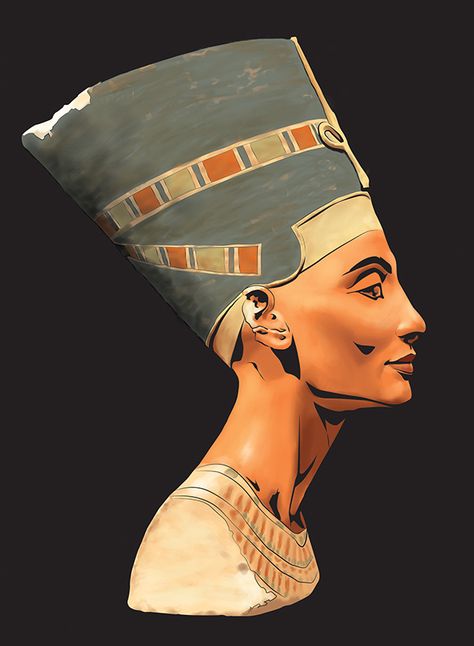 Nefertiti Illustration, Nefertiti Art, Nefertiti Tattoo, Nefertiti Bust, Egyptian Era, Diy Paintings, Ancient Kingdom, Queen Nefertiti, Egyptian Mythology