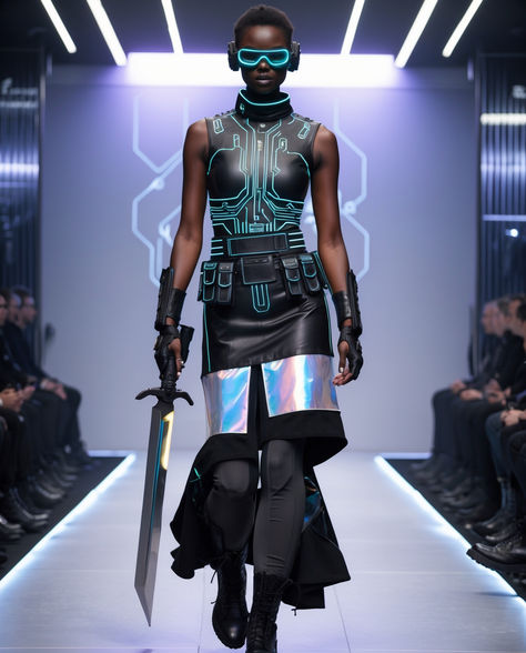 Futuristic Fashion Sketches, Future Fashion Futuristic, Mascot Reference, Cyberpunk Warrior, Reflective Fashion, Tribe Fashion, Futuristic Costume, Futurism Fashion, Cybergoth Style