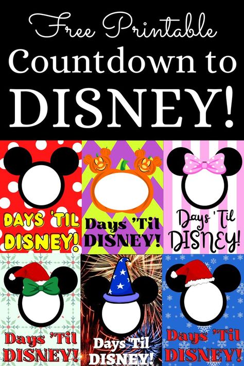 Several free printable designs to help you countdown to your Disney vacation in style Disney Trip Countdown Ideas, Disney Countdown Ideas Free Printable, Free Disney Countdown Printable, Diy Disney Countdown, Disney Countdown Calendar Printable, Disney Countdown Printable, Disney Countdown Ideas, Disney Trip Countdown, Disneyworld 2023