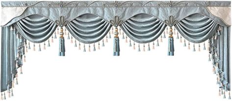 Amazon.com: KMSG Luxury European Blue Waterfall Valance for Window Swag Curtains with Tassels for Living Room Rod Pocket 1 Panel 79 Inch Wide : Home & Kitchen Curtains With Tassels, Living Room Valances, Window Swags, Blue Waterfall, Waterfall Valance, Chenille Curtains, Royal Bedroom, Luxury Windows, Swag Curtains