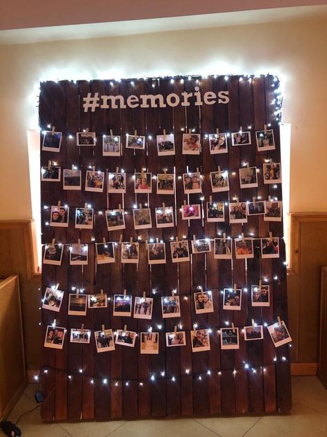 Memory Party Ideas, Wall Of Memories Display Ideas, Farewell Wall Decoration Ideas, Memories Prom Theme, Farewell Celebration Ideas, Prom Memories Ideas, Memories Theme Party, Classroom Memory Wall, Prom Design Decor