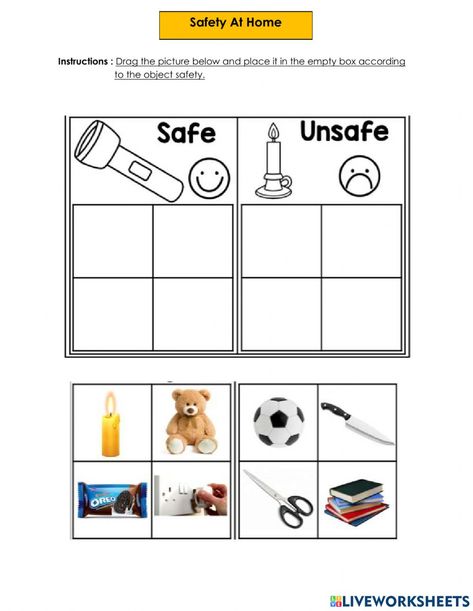 Safe Me Preschool Activities, Safety At Home For Kids Worksheets, Safety Theme Preschool Activities, Safety Worksheets For Preschool, Safety Activities For Kids Preschool, Safety Worksheets For Kids, Child Safety Activities, October Homeschool, Activity Therapy