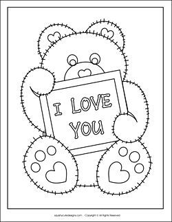 Free Valentine coloring pages - Valentine's Day coloring sheets - printable activities for kids Valentine Coloring Sheets, Printable Valentines Coloring Pages, Valentines Day Coloring Page, Valentine Coloring Pages, Love Coloring Pages, Valentines Day Coloring, Printable Valentines Cards, Bear Coloring Pages, Valentine's Day Printables