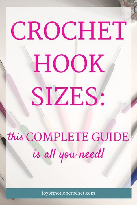 Crochet hook sizes: This Complete Guide Is All You Need! Crochet Terminology. Crochet hook cheat sheets. Free crochet guides. Free Crochet Tutorials. Crochet guide chart. US crochet hook sizes. UK crochet hook sizes. Crochet hook size tutorial. Guide to crochet hooks. Crochet hook sizes chart. Repin this to read, learn & keep it forever. via @http://pinterest.com/joyofmotion/ Hook Sizes Chart, Crochet Hook Sizes Chart, Free Crochet Tutorials, Crochet Tutorial For Beginners, Crocheted Tops, Crochet Guide, Crochet Beginner, Steel Crochet Hooks, Crochet Lessons