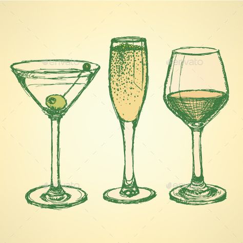 Wine Glass Drawing, Wine Glass Tattoo, Value Drawing, Vintage Wine Glass, Vintage Champagne Glasses, Glass Beads Diy, Kaos Oblong, Wine Painting, Vintage Newspaper