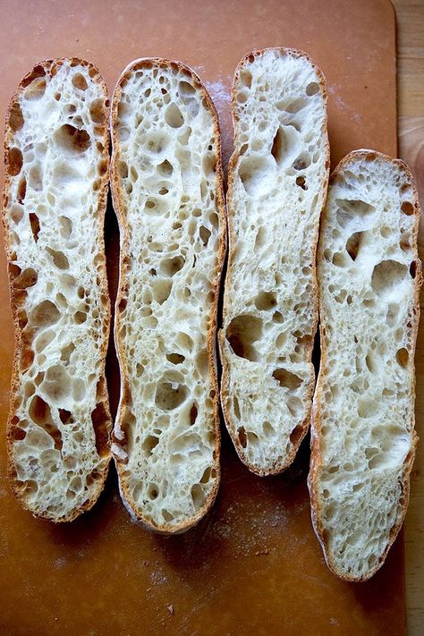 Crusty, Open-Crumb Baguettes | Alexandra's Kitchen Sourdough Dutch Oven, The Perfect Loaf, Baguette Recipe, Wild Yeast, Bread Baker, Bread Toast, Dessert Pizza, Pizza Recipes Dough, All Purpose Flour