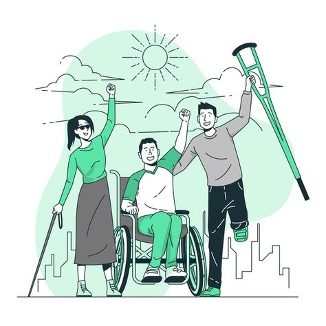 Disabled day concept illustration Free V... | Free Vector #Freepik #freevector #people #support #disability #diversity Support Illustration, Illustration Story, Concept Illustration, People Brand, Disabled People, Tableau Art, People Illustration, Line Illustration, Cartoon Illustration