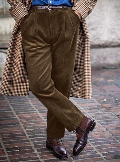 Vintage Mens Formal Wear, Corduroy Trousers Outfit Men, Corduroy Pants Outfit Mens, Mens Corduroy Pants, Corduroy Fashion, Cheap Suits For Men, Corduroy Pants Outfit, Corduroy Pants Men, Men's Dress Pants