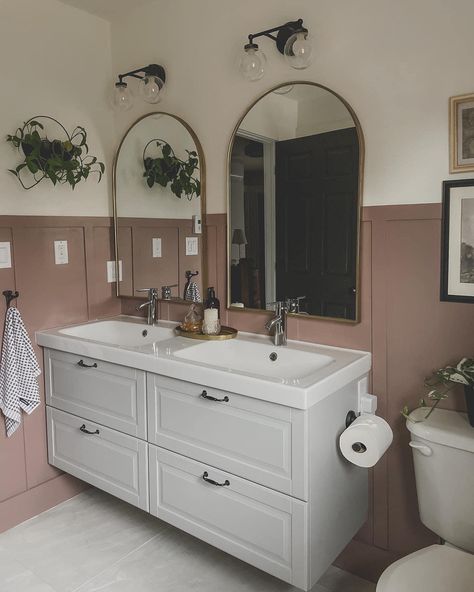 Mauve Half Bath, Behr Modern Mocha, Mauve Bathroom, Bathroom 2024, Behr Paint Colors, Behr Paint, Half Bath, Paint Color, Bathroom Inspiration